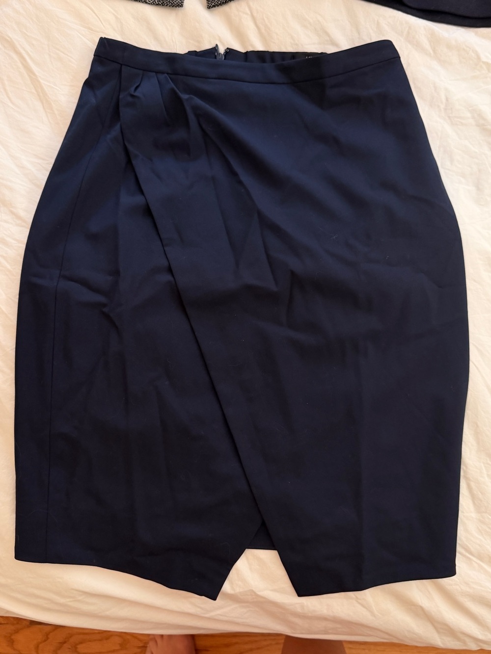 Classic Navy Pleated Front J Crew 365 Pencil Skirt